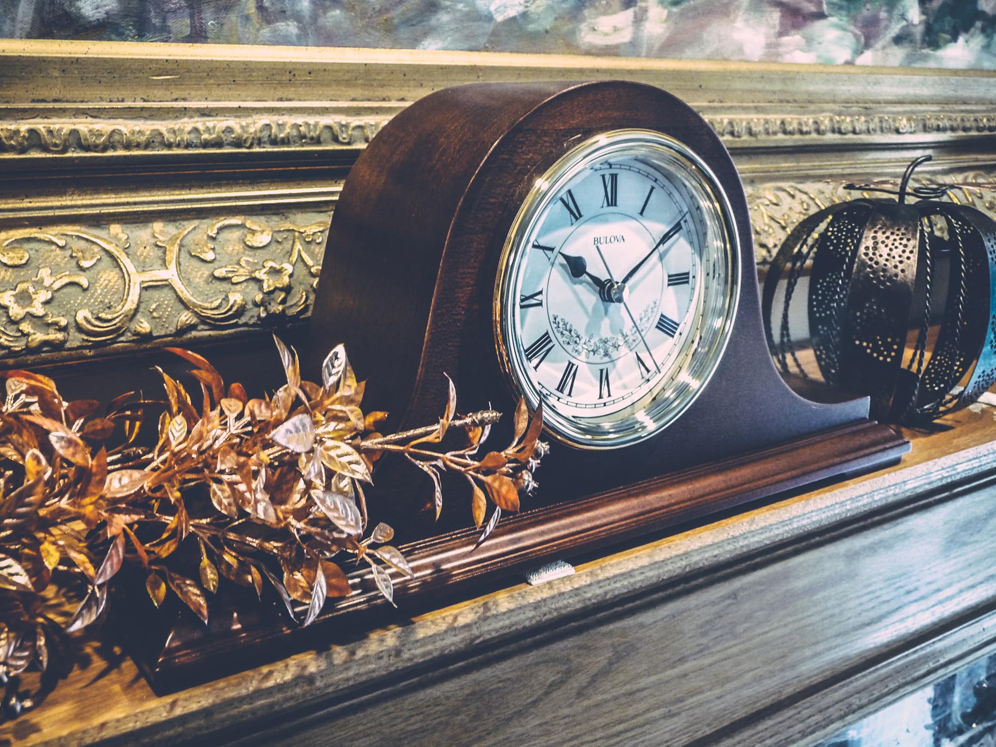 Bulova B1929 Bulova Annette I Chiming Mantel Clock, Model B1929 | Classic Mahogany Finish | Westminster Melody on the Hour | Battery Powered I Chiming Clock - Image 4