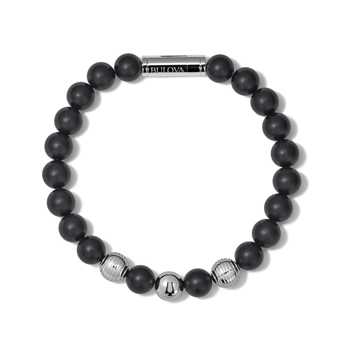 Bulova Jewelry Men's Classic Beaded Bracelet with Cylinder Clasp - Image 5