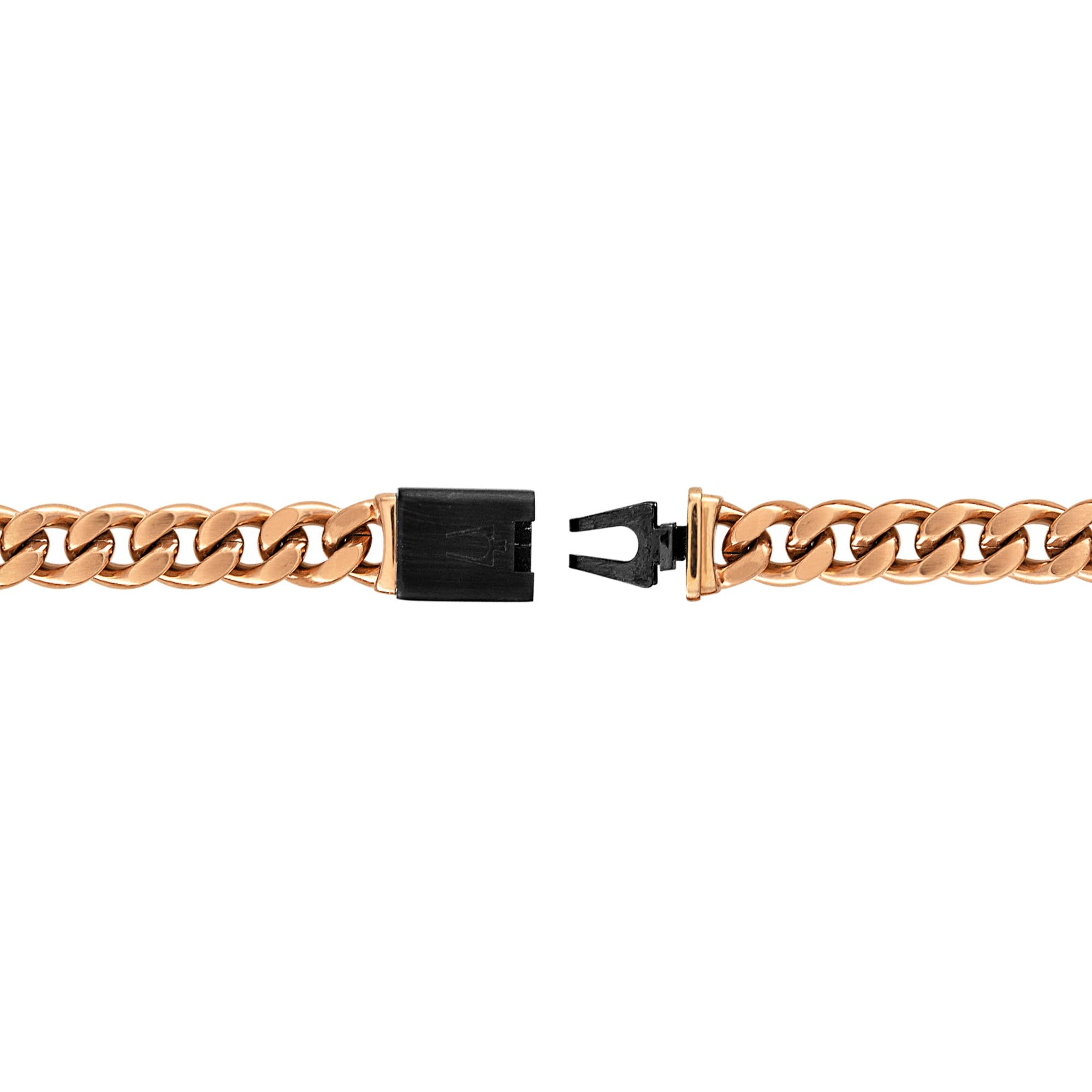 Bulova Jewelry Men's Latin Grammy 6mm Curb Chain Brushed and Polished Curb Chain Rose Gold Stainless Steel Necklace, Length 22" Style:BVC1067-RSTNA - Image 4