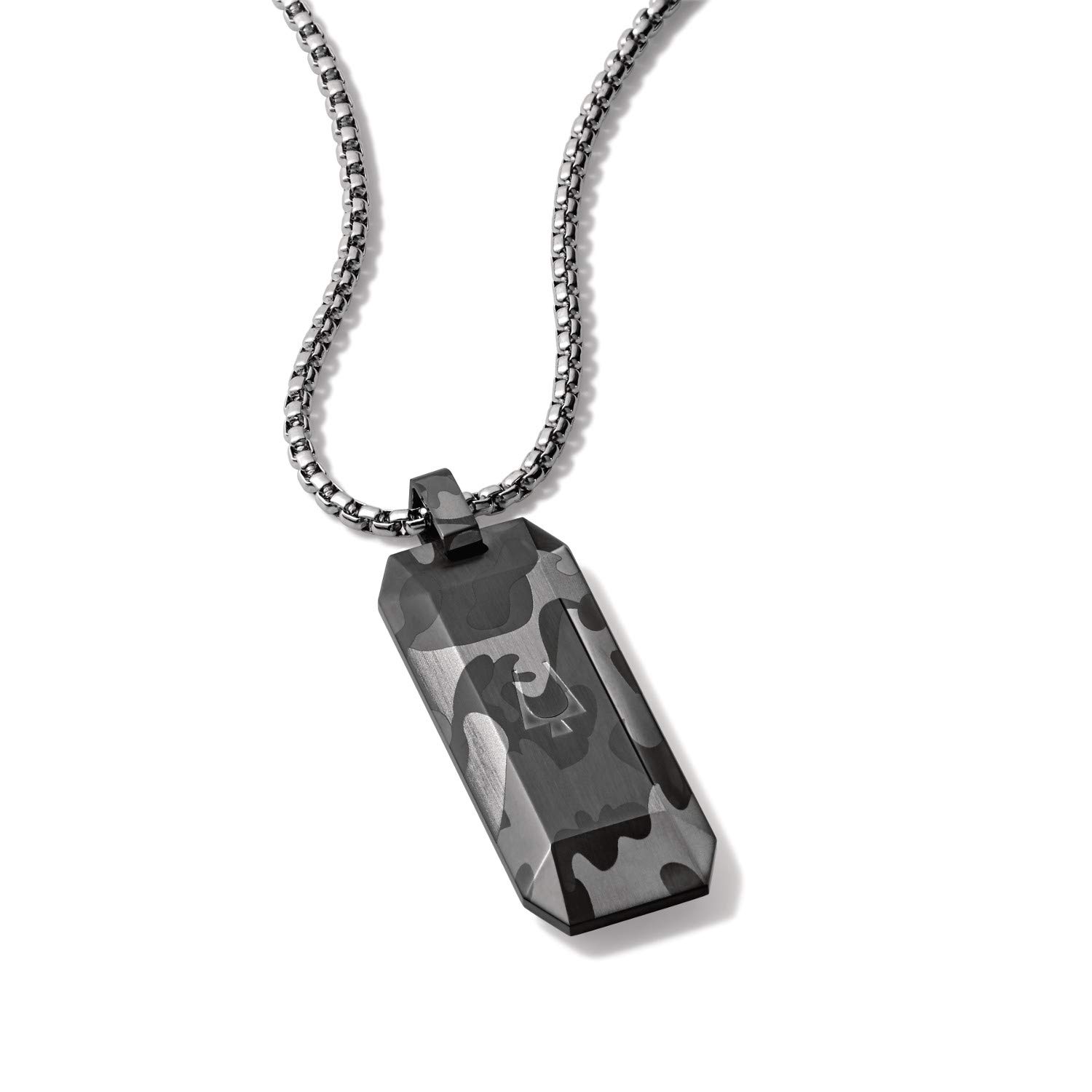 Bulova Jewelry Men's Precisionist Round Box Link Chain Necklace with Dog Tag Pendant Style - Image 6
