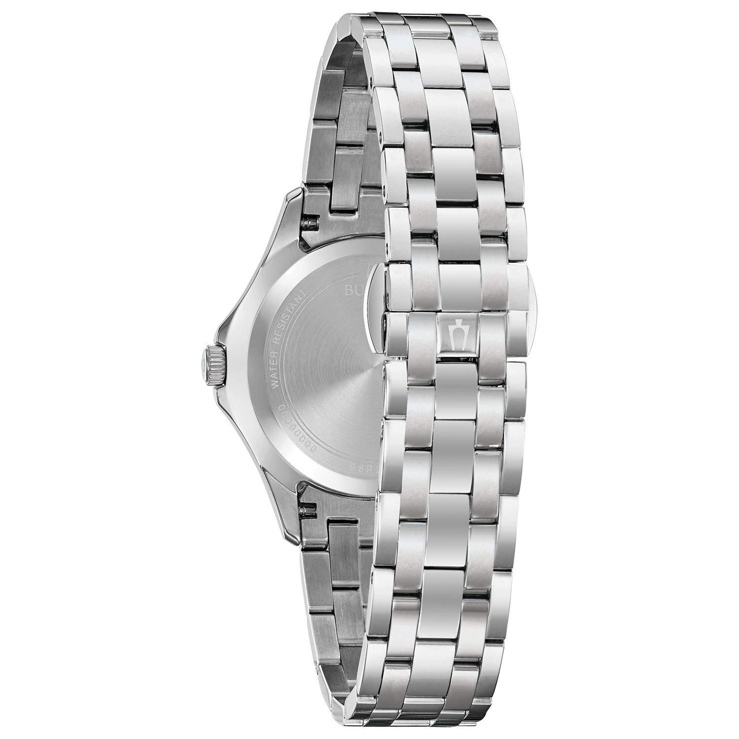 Bulova Ladies' Classic Stainless Steel 3-Hand Quartz Watch, Diamond Dial and Bezel with White Mother-of-Pearl Dial Style: 96R233 - Image 3