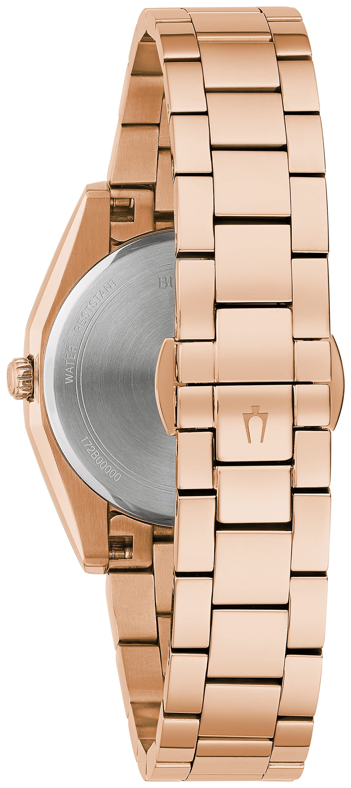 Bulova Ladies' Classic Surveyor Diamond Rose Gold Stainless Steel 3-Hand Quartz Watch, Gray Dial: 97P156 - Image 3
