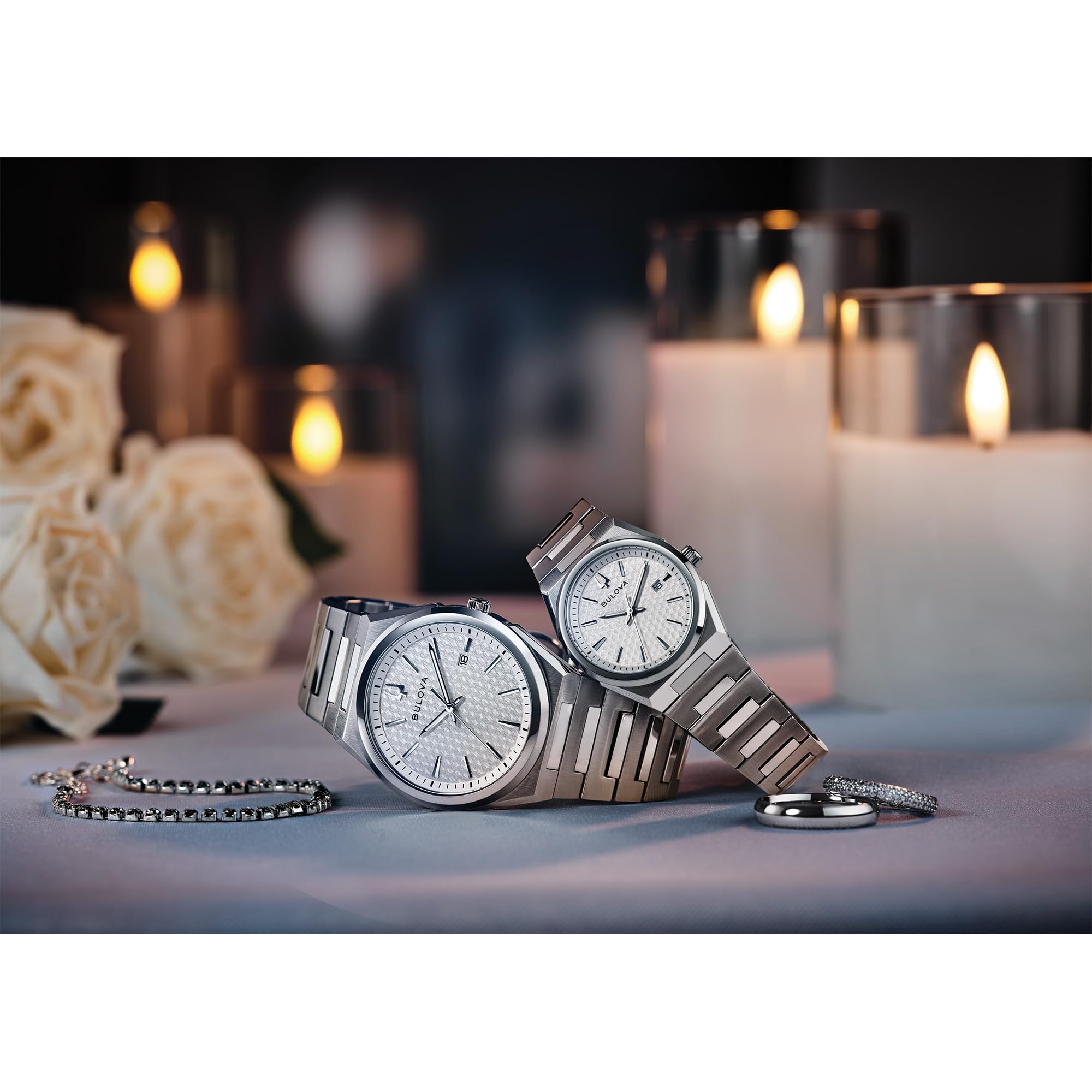 Bulova Ladies Dress Classic 3-Hand Calendar Date Quartz Watch, Stainless Steel Bracelet, Patterned Dial, 28mm - Image 5