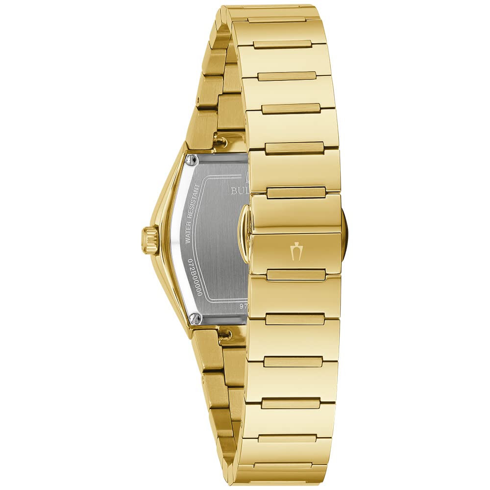 Bulova Ladies' Modern Gemini Gold Stainless Steel 3-Hand Quartz Watch, Black Dial Style:97L164 - Image 3