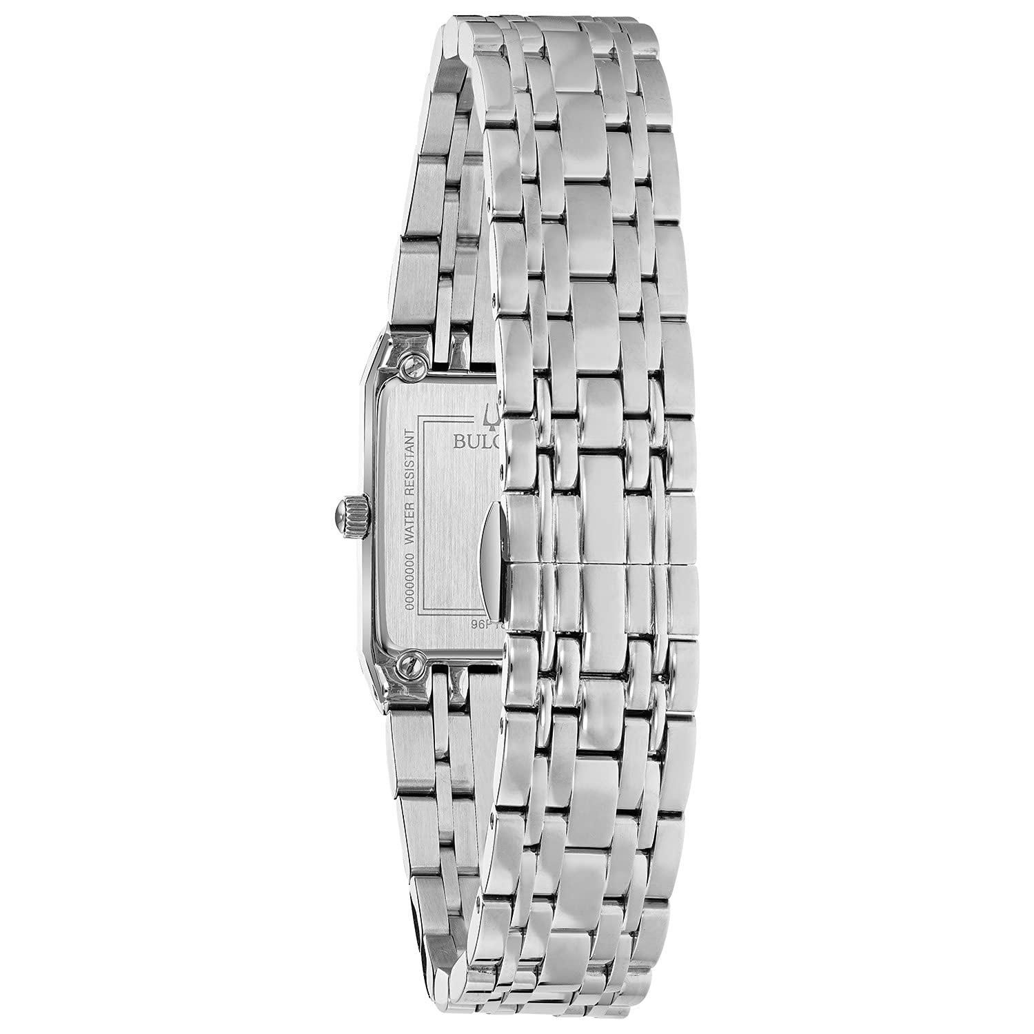 Bulova Ladies' Modern Quadra Diamond Dial Stainless Steel 3-Hand Quartz Watch, Black Dial Style: 96P202 - Image 4