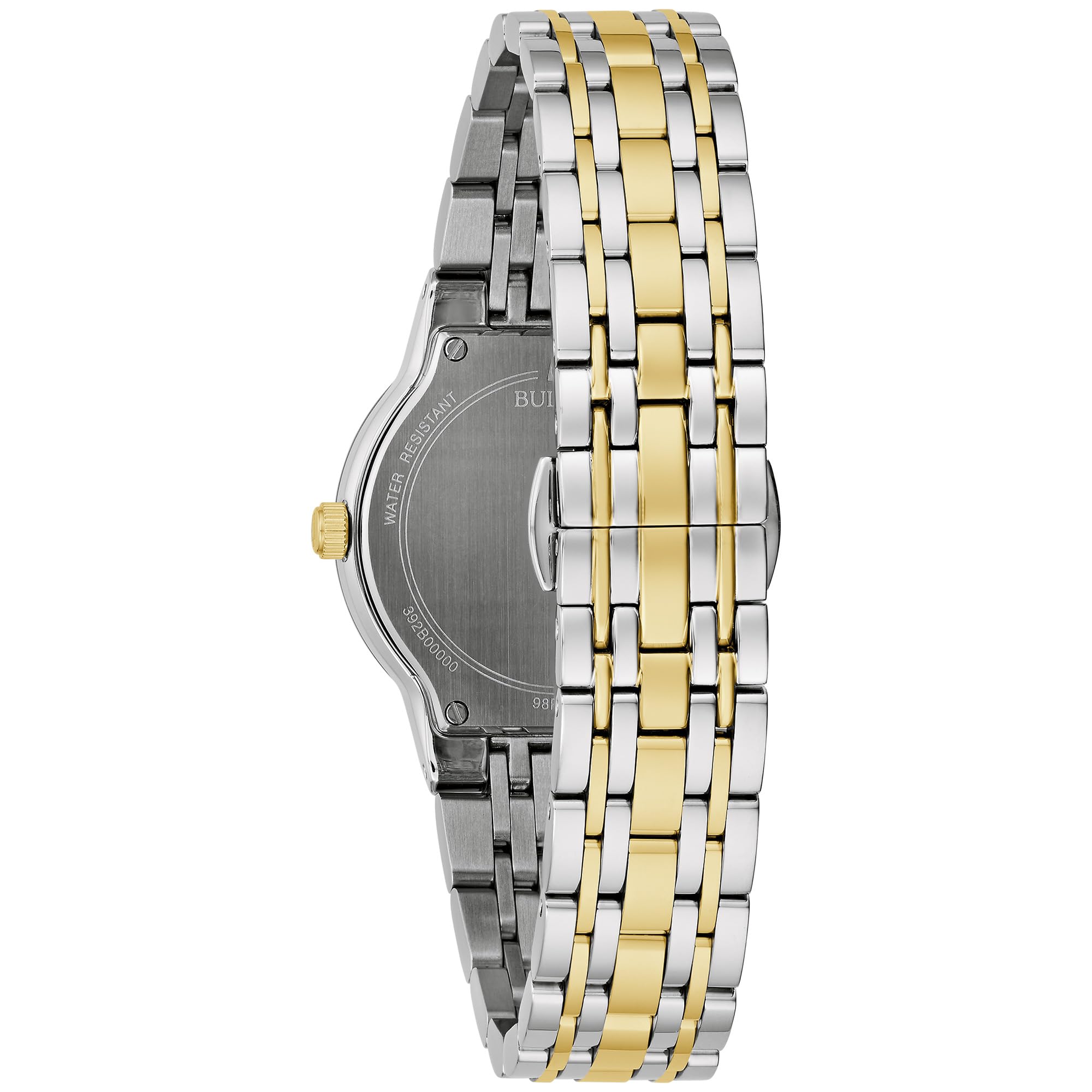 Bulova Ladies' Modern Two-Tone Stainless Steel 3-Hand Quartz Watch, Diamond Accent Gold Dial Style: 98P224 - Image 3