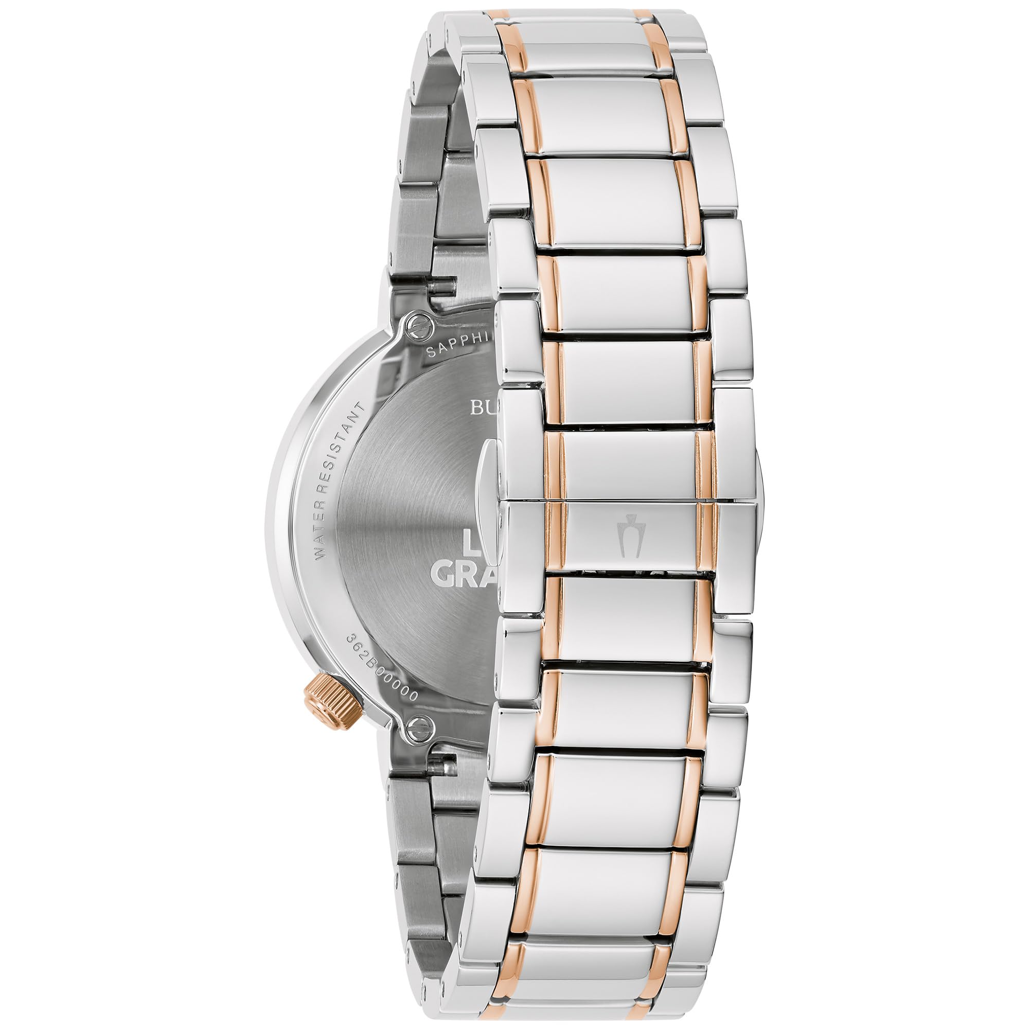 Bulova Latin Grammy Ladies Modern Futuro Two Tone Rose Gold Stainless Steel Watch, Textured Grey Dial (Model:98L309) - Image 3