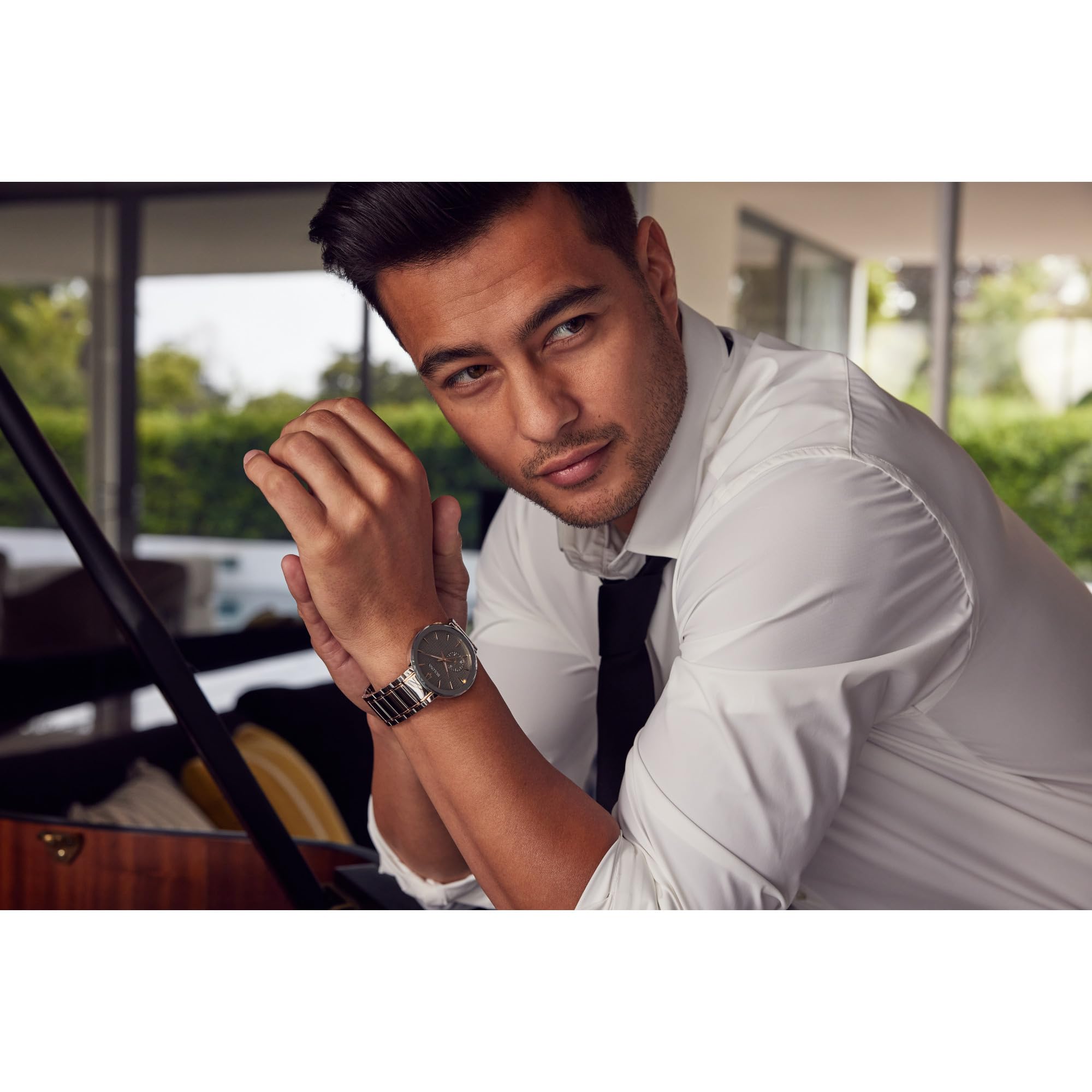 Bulova Latin Grammy Men's Modern Futuro Two Tone Rose Gold Stainless Steel Watch, Textured Grey Dial, 24 Hour Time (Model:98A309) - Image 5