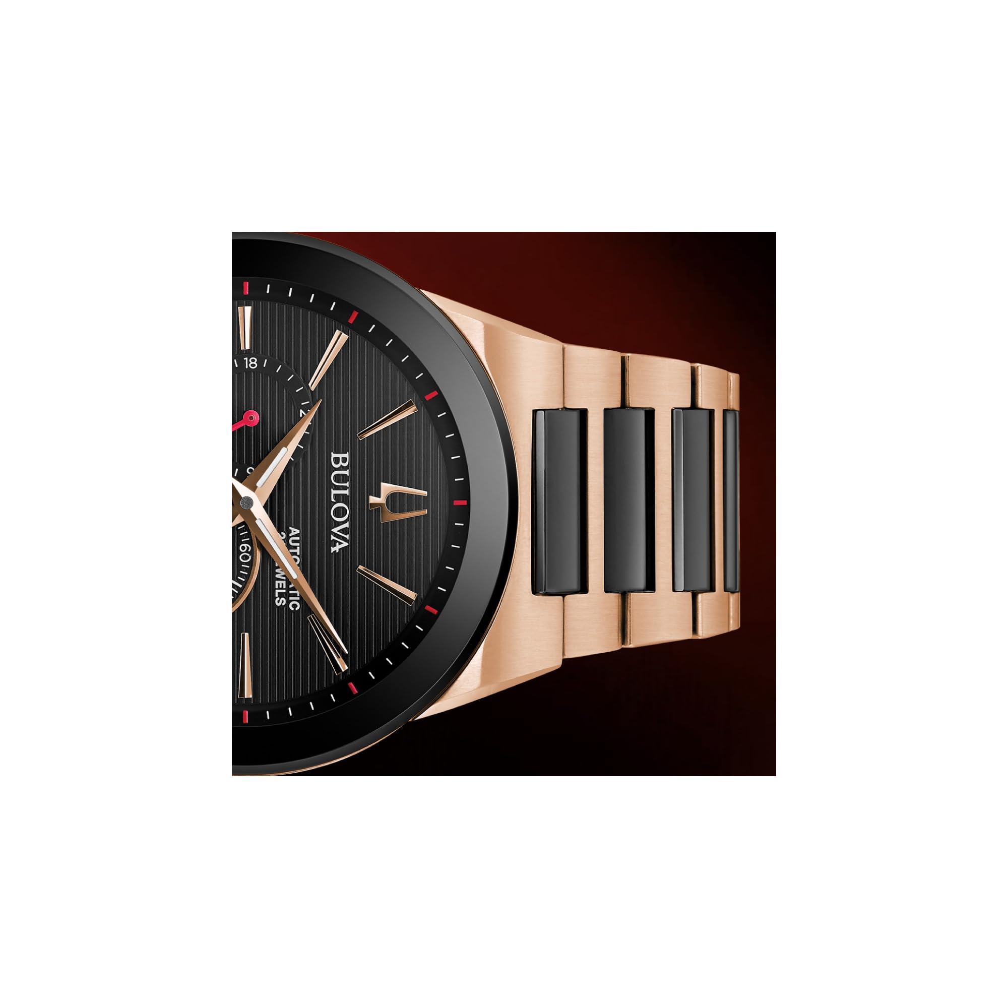 Bulova Latin Grammy Modern Millenia Automatic Two-Tone Stainless Steel Watch,Open Heartbeat Aperture,Exhibition Case Back,Black Dial, (Model:98A236) - Image 7