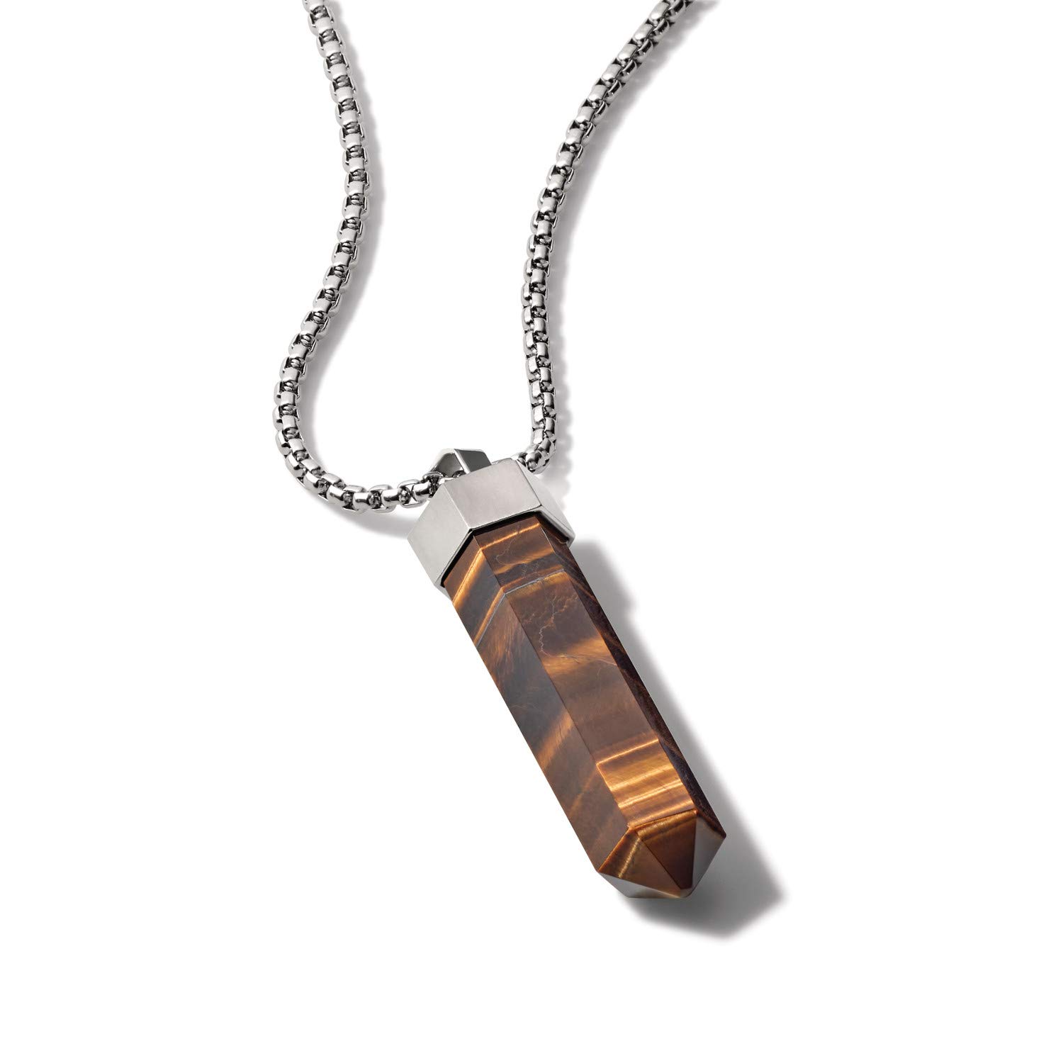 Bulova Men's Classic Round Box Link Chain Necklace with Obelisk Pendant - Image 5