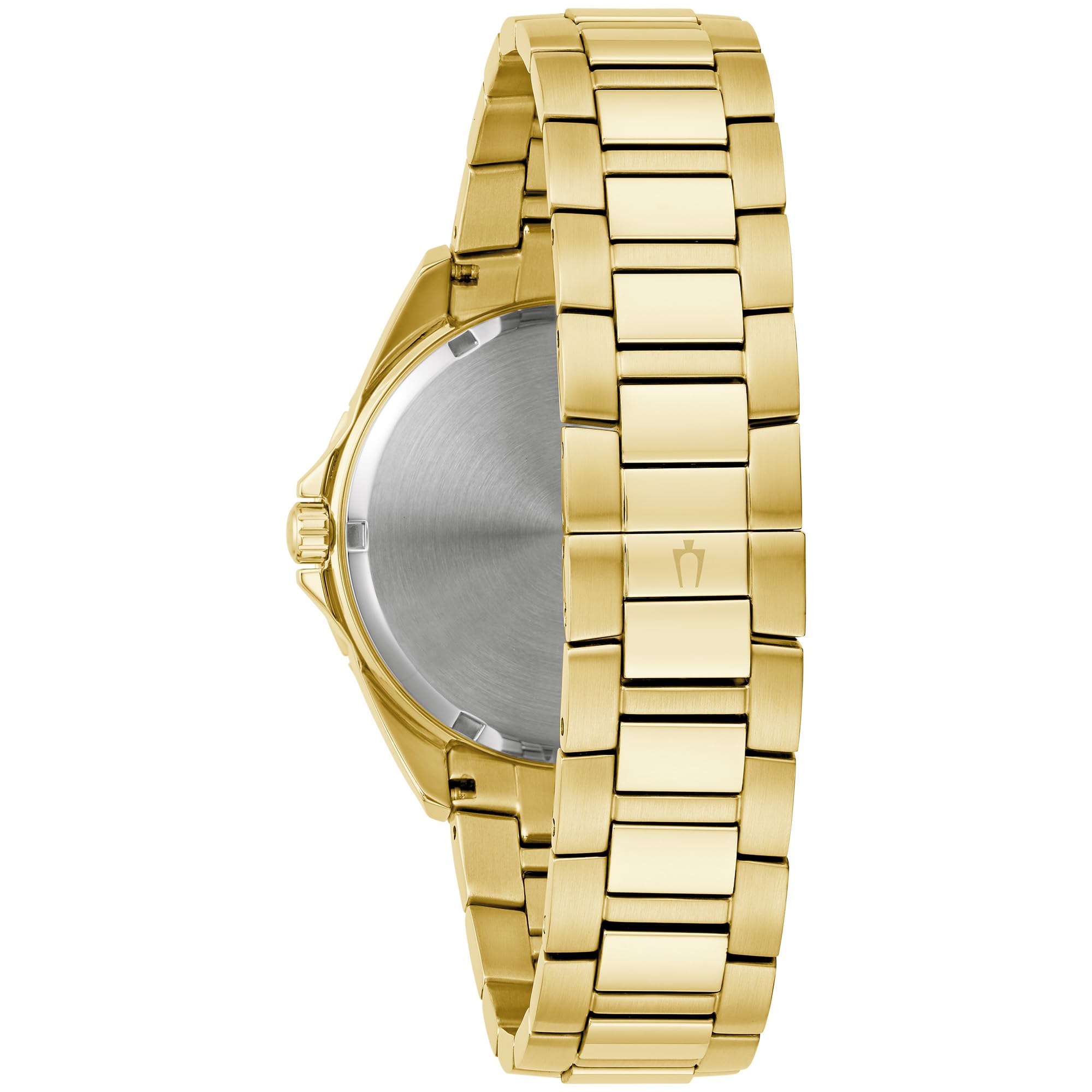 Bulova Men's Crystal Phantom Gold Tone Stainless Steel 3-Hand Watch, Rainbow Crystal Bezel and Gold Dial with Pave Center, Style:97A179 - Image 3
