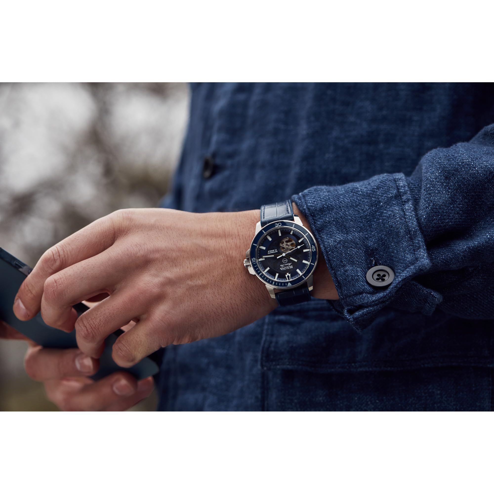 Bulova Men's Marine Star 'Series C' Automatic Stainless Steel 3-Hand Watch, Exhibition Case, Rotating Bezel - Image 5