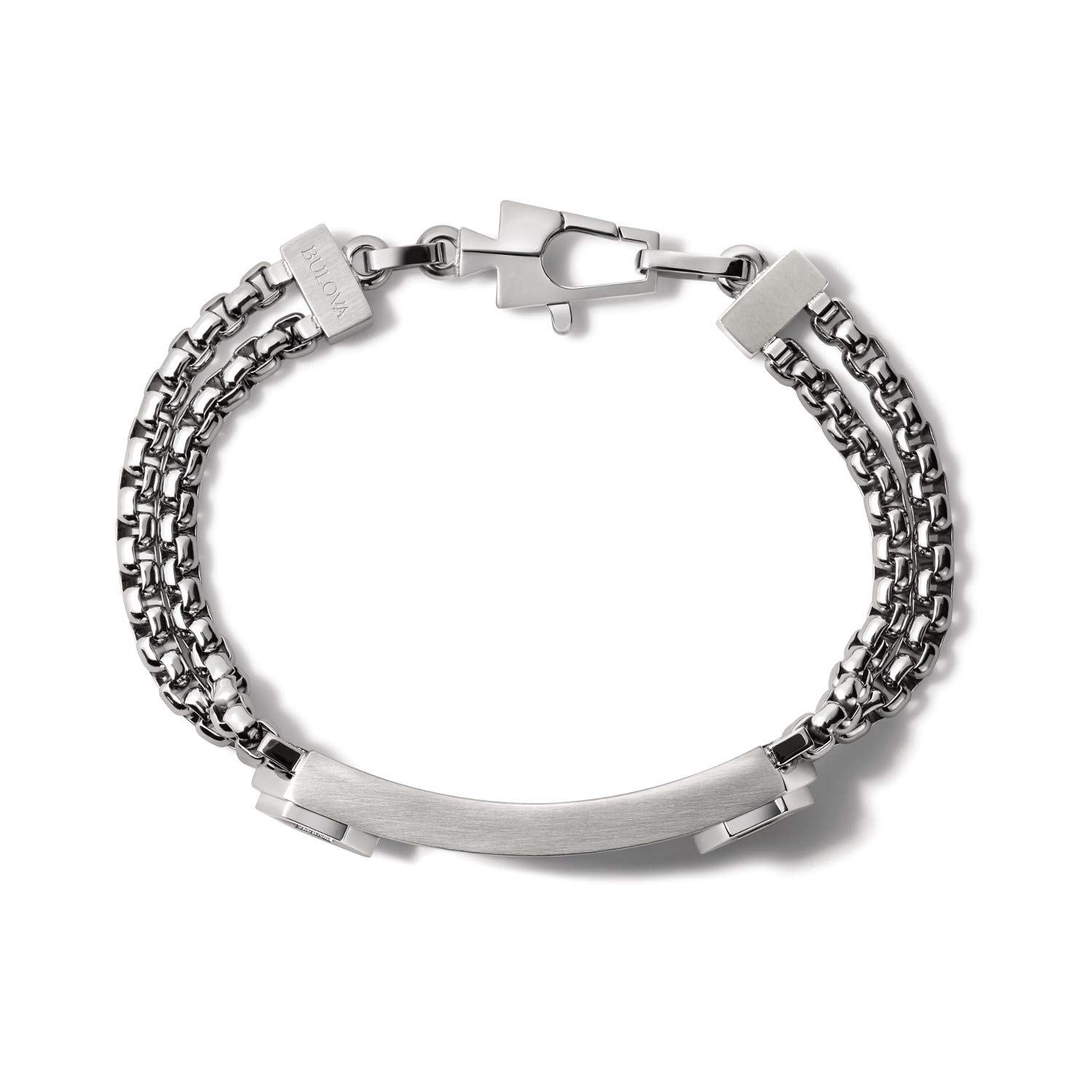 Bulova Men's Precisionist Stainless Steel Double-Chain Link with Knurled Texture ID Plaque Bracelet - Image 5
