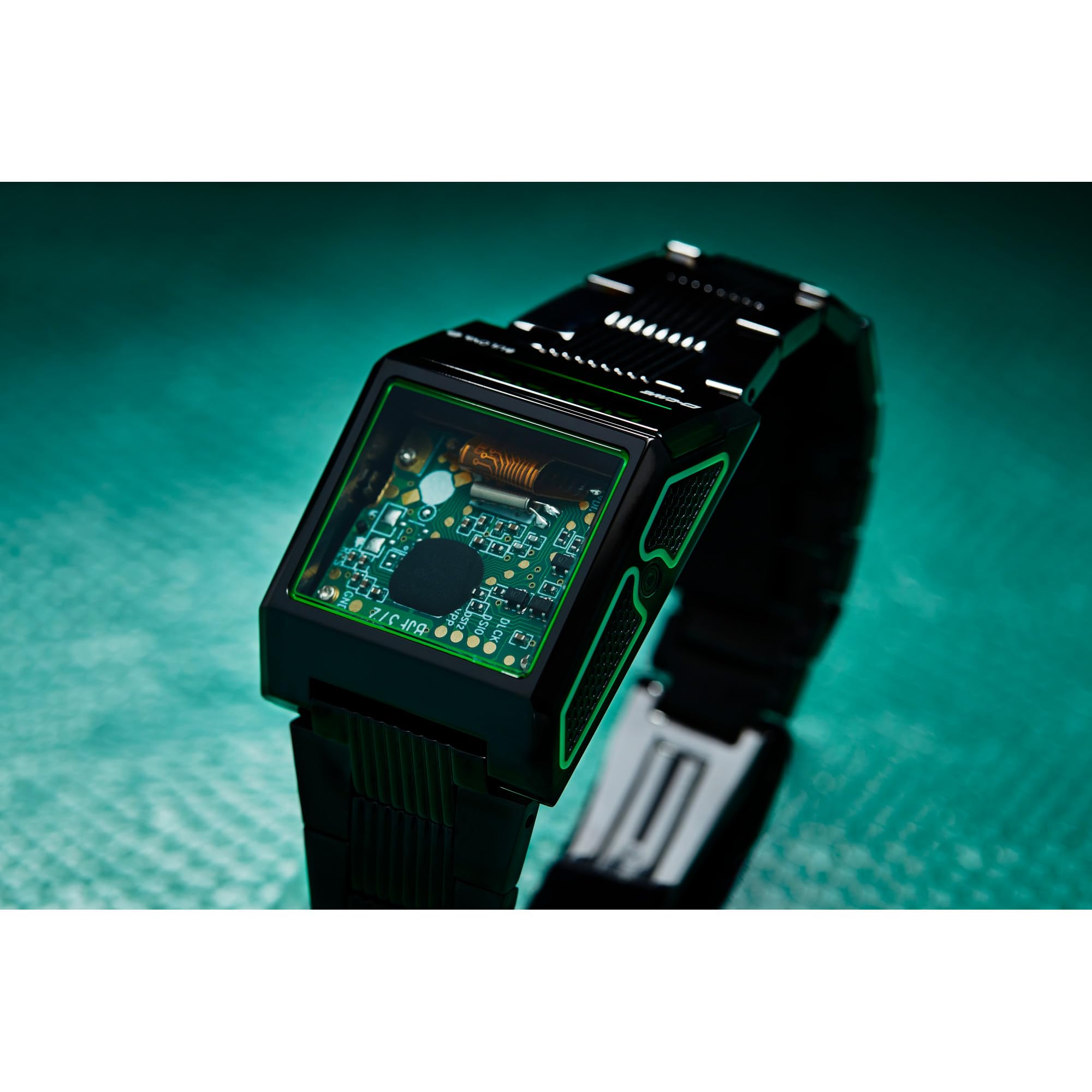 Bulova Mens LED Computron D-Cave Special Edition Black IP and Silicone Strap Watch, Transparent Mineral Crystal Style: 98C140 - Image 4